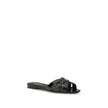 Black Calf Leather Bos Taurus Flat Sandals
