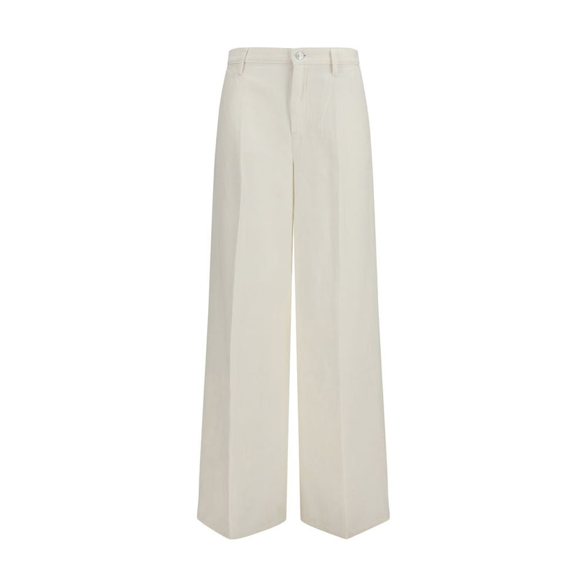 White Cotton Casual Pants