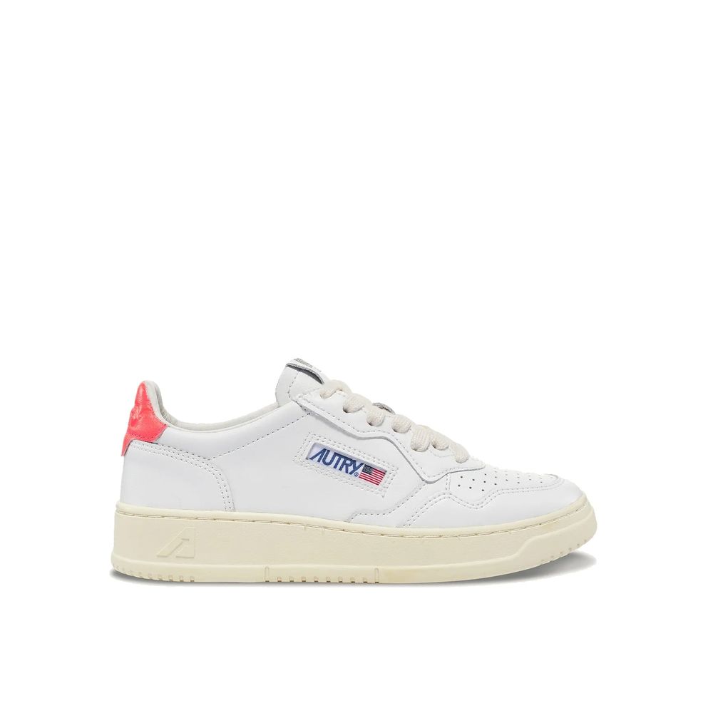 White Leather Low Top Sneakers