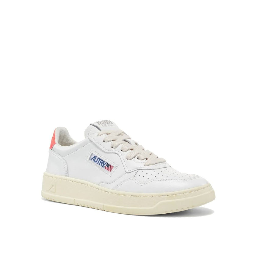 White Leather Low Top Sneakers