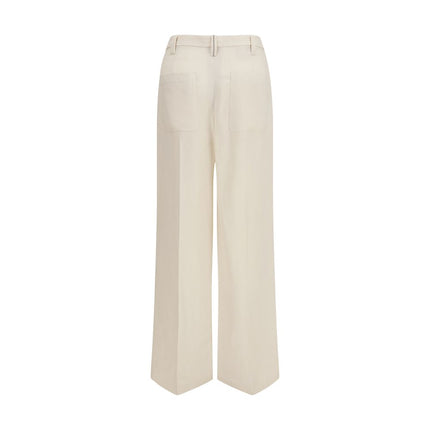 Beige Viscose Casual Pants