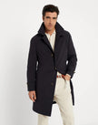 Blue Polyester Trench Coat