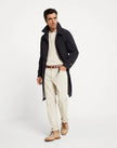 Blue Polyester Trench Coat