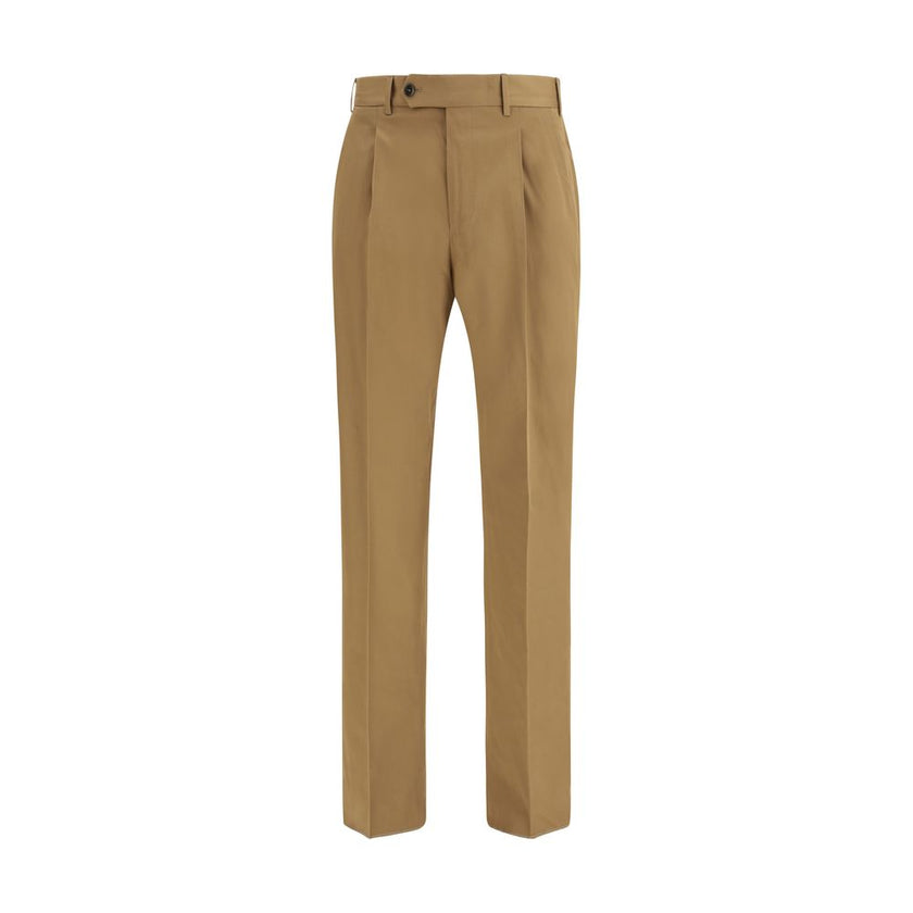 Brown Cotton Casual Pants