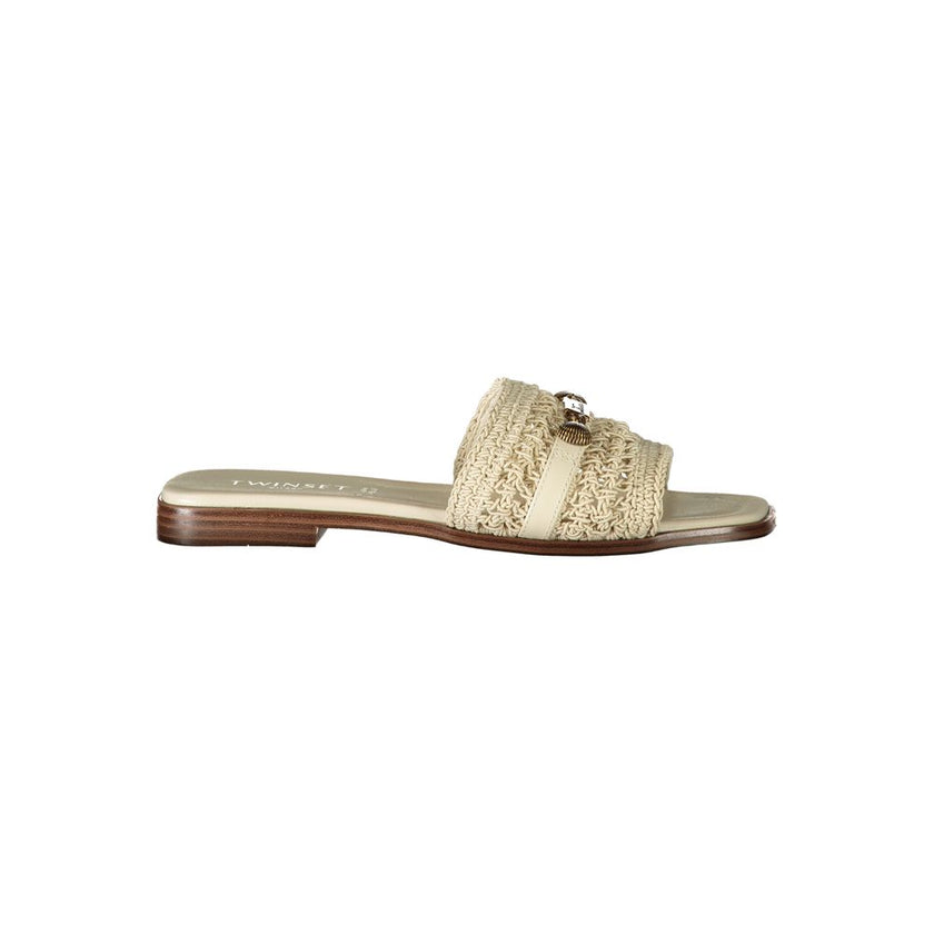 Beige Polyester Slides