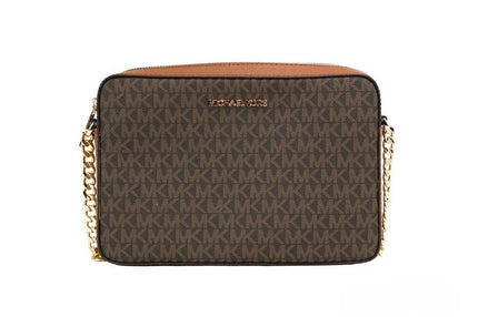 Michael Kors Women'S Jet Set East West Crossbody Handbag Saffiano, Brown Gold, Large