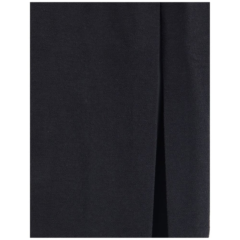 Black Fleece Wool Long Skirt