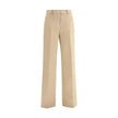 Beige Cotton Casual Pants
