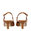 Brown Leather Mid Heel Pumps