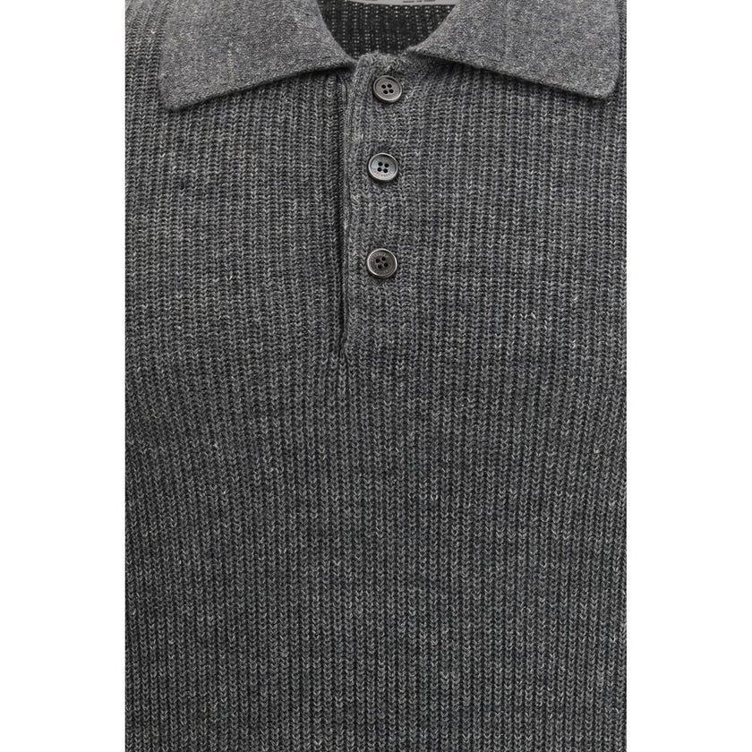 Gray Cotton Polo Shirt
